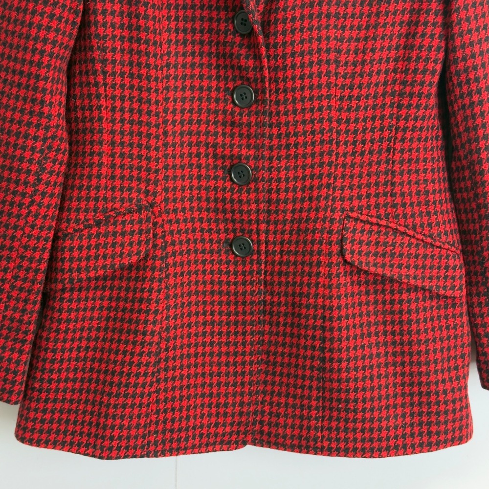 Limited America Red Black Houndstooth Wool Mohair Skirt Suit Set Size 6 Vintage - Picture 7 of 15
